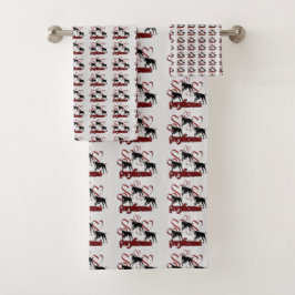 グレイハウンド犬と赤いハート バスタオルセット