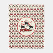 グレイハウンド犬と赤いハート フリースブランケット (正面)