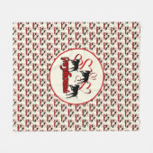 グレイハウンド犬と赤いハート フリースブランケット (正面(横))