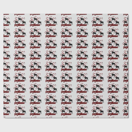 グレイハウンド犬と赤いハート ラッピングペーパー (フラット)