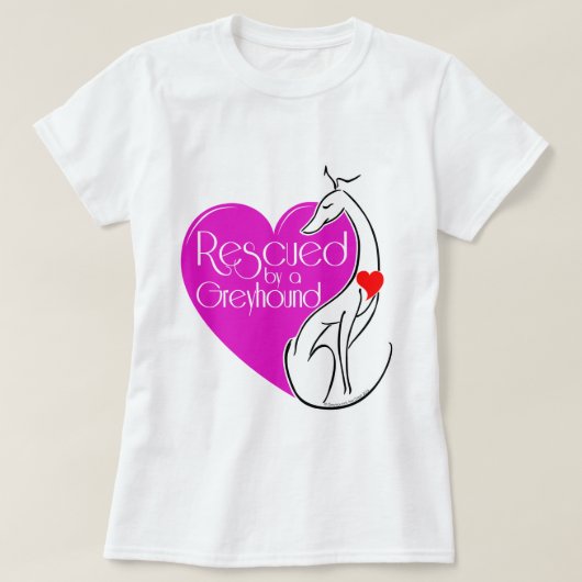 グレイハウンド犬に救われ図解入りの、写真付きのる Tシャツ (デザイン正面)