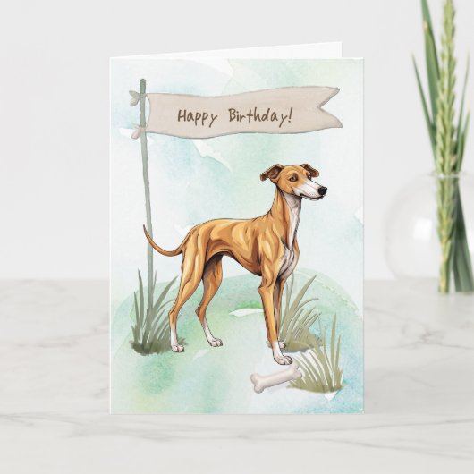 グレイハウンド犬のアウトドア誕生日標識 カード (正面)