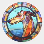 グレイハウンド犬のステッカーパック ラウンドシール (正面)