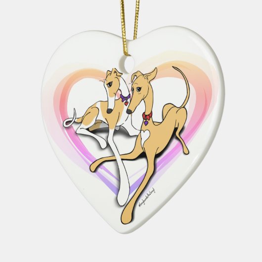 グレイハウンド犬のペアArtセラミックオーナメント セラミックオーナメント (左)