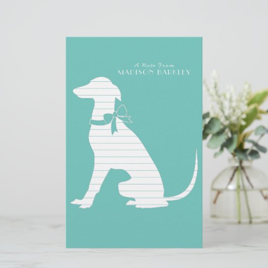 グレイハウンド犬の子犬 便箋 (スタンド正面)