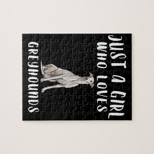 グレイハウンド犬の恋人のギフトを愛する女の子だけ ジグソーパズル (横)