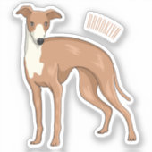 グレイハウンド犬の漫画イラストレーション シール (正面)