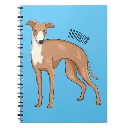 グレイハウンド犬の漫画イラストレーション ノートブック (正面)