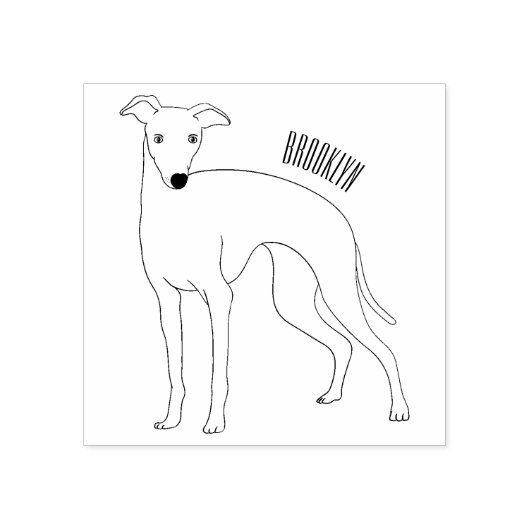 グレイハウンド犬の漫画イラストレーション ラバースタンプ (インプリント)