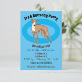 グレイハウンド犬の漫画イラストレーション 招待状 (スタンド正面)