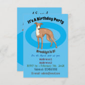 グレイハウンド犬の漫画イラストレーション 招待状 (正面/裏面)