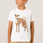 グレイハウンド犬の漫画イラストレーション Tシャツ (正面)