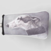 グレイハウンド犬の芸術のスケッチのゴルフ運搬人カバー ゴルフヘッドカバー (正面)