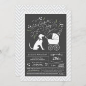 グレイハウンド犬の赤ちゃん男女兼用シャワー 招待状 (正面/裏面)
