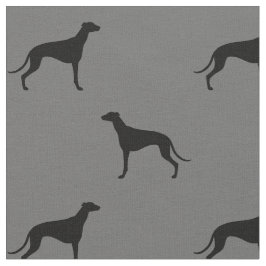 グレイハウンド犬は灰色および黒いパターンのシルエットを描きます ファブリック