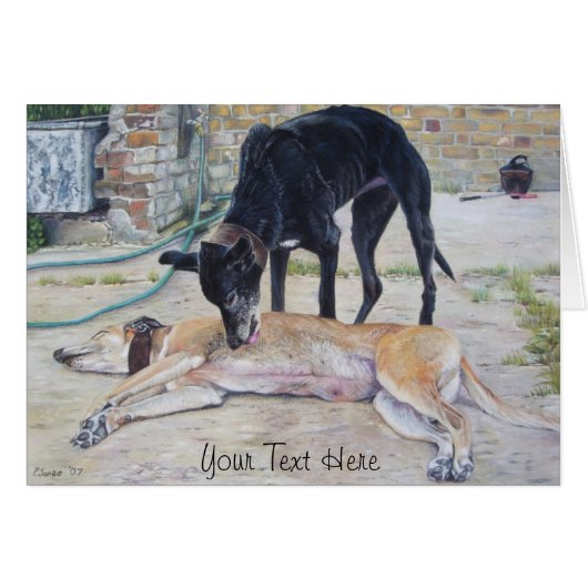 グレイハウンド犬を持つ風光明媚な風景芸術 (正面横)