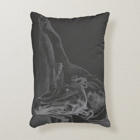 グレイハウンド犬アート枕を休む アクセントクッション (正面(垂直))