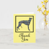 グレイハウンド犬シルエットありがとうグリーティングカード カード (黄色い花)