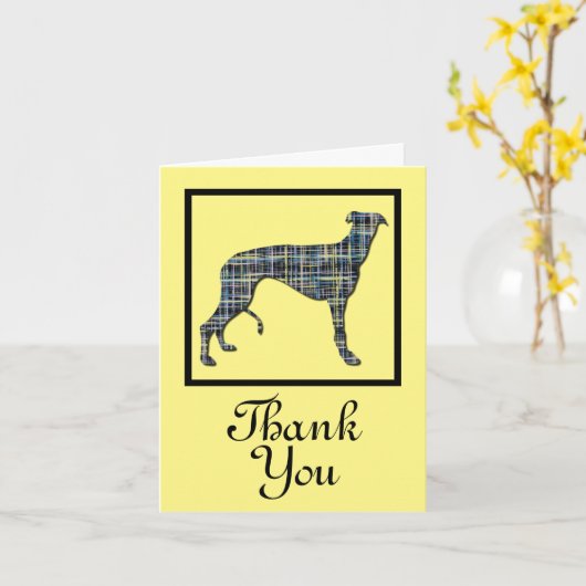 グレイハウンド犬シルエットありがとうグリーティングカード カード (黄色い花)