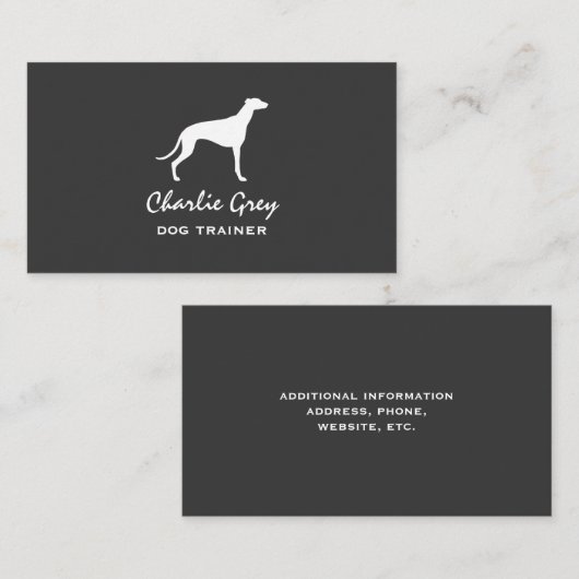 グレイハウンド犬シルエットグレーと白 名刺 (正面/裏面)