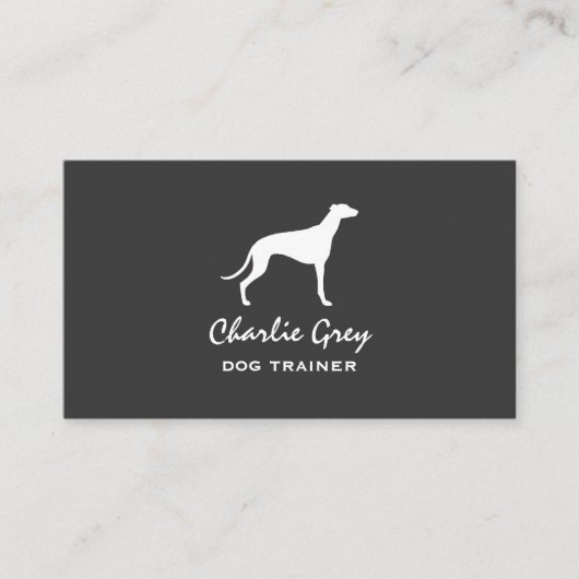 グレイハウンド犬シルエットグレーと白 名刺 (正面)