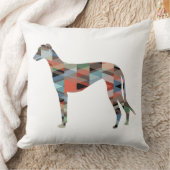 グレイハウンド犬ジオメトリパターンシルエットプレイド クッション (ブランケット)