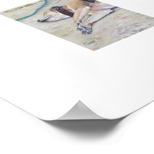 グレイハウンド犬ポートレート現実主義者の動物アートポスター ポスター (角)