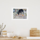 グレイハウンド犬ポートレート現実主義者の動物アートポスター ポスター (キッチン)