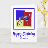 グレイハウンド犬レッドブルーイエローおもしろい誕生日カード カード (黄色い花)