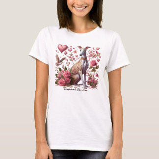 グレイハウンド犬ロマンチック Tシャツ