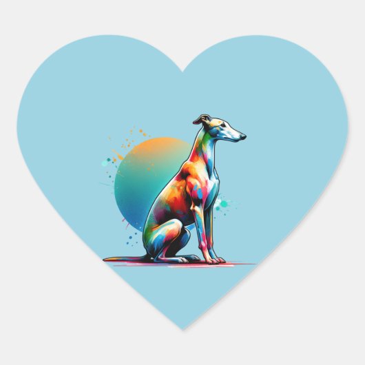 グレイハウンド犬 ハートシール (正面)