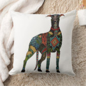 グレイハウンド白 クッション (ブランケット)