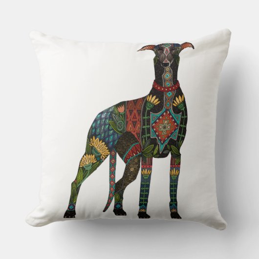 グレイハウンド白 クッション (正面)