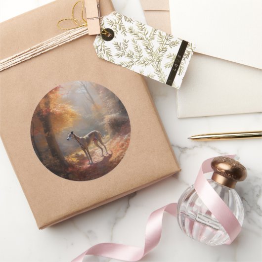 グレイハウンド紅葉秋インスパイア ラウンドシール (ギフト)