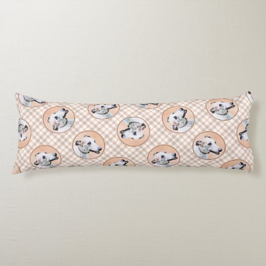 グレイハウンド絵を描ズかわいい赤い白オリジナルドッグアート ボディピロー (正面)