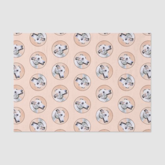 グレイハウンド絵を描ズかわいい赤い白オリジナルドッグアート 薄葉紙 (正面)