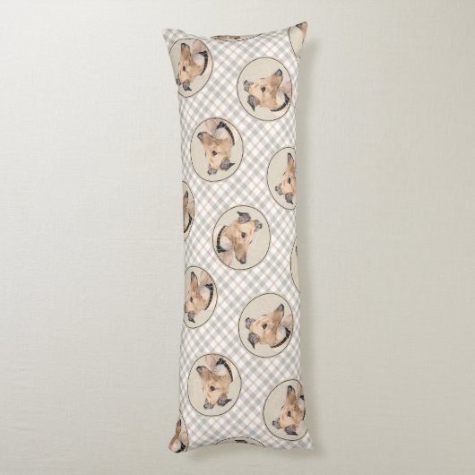 グレイハウンド絵を描ズ子犬かわいいオリジナルペットドッグアート ボディピロー (裏面 (縦))