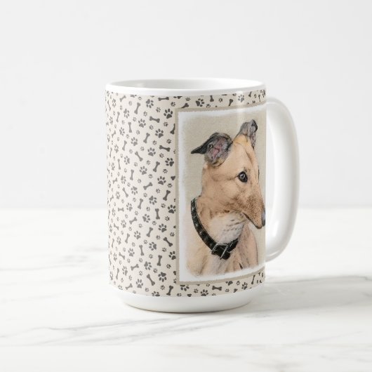 グレイハウンド絵画ズ – かわいいオリジナルドッグアート コーヒーマグカップ (正面右)