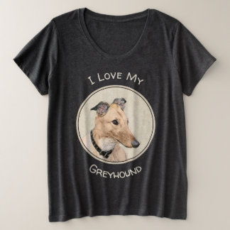 グレイハウンド絵画ズ – かわいいオリジナルドッグアート プラスサイズTシャツ