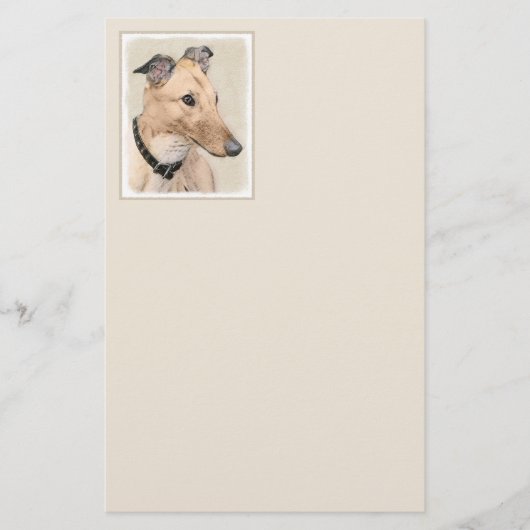 グレイハウンド絵画ズ – かわいいオリジナルドッグアート 便箋 (正面)