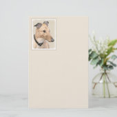 グレイハウンド絵画ズ – かわいいオリジナルドッグアート 便箋 (スタンド正面)