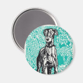 グレイハウンド絵画・モリス・ジョンズのプリント犬の芸術 マグネット (正面/裏面)