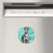 グレイハウンド絵画・モリス・ジョンズのプリント犬の芸術 マグネット (インサイチュ (食洗機))