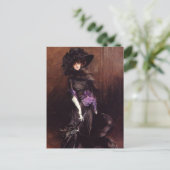 グレイハウンド葉書と黒のレディ ポストカード (スタンド正面)