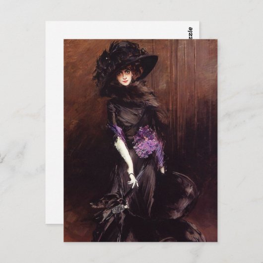 グレイハウンド葉書と黒のレディ ポストカード (正面/裏面)