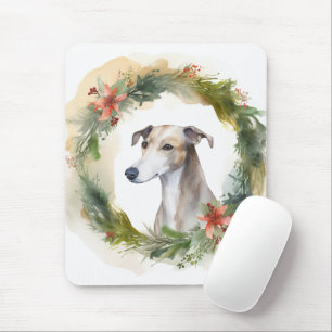 グレイハウンド クリスマスリース クリスマスの犬 マウスパッド