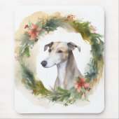 グレイハウンド クリスマスリース クリスマスの犬 マウスパッド (正面)
