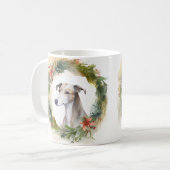 グレイハウンド クリスマスリース 冬の仔犬 コーヒーマグカップ (正面左)