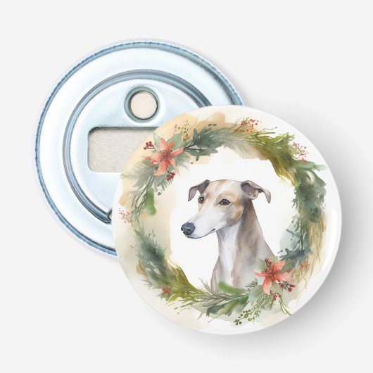 グレイハウンド クリスマスリース 冬の仔犬 栓抜き (正面)
