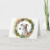 グレイハウンド クリスマスリース 祝祭の犬 カード (正面)